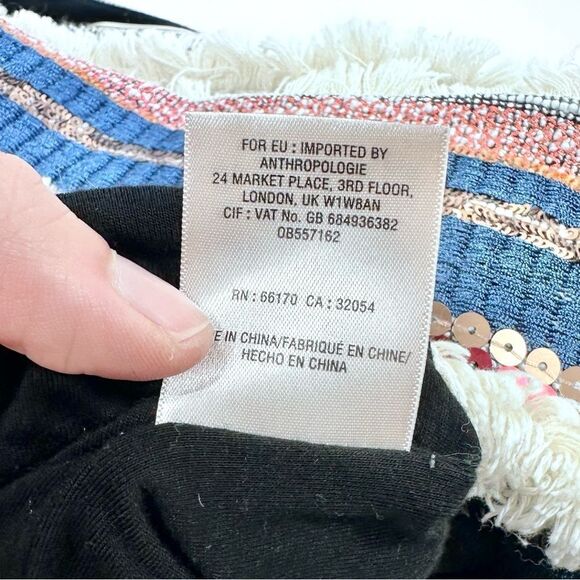 Anthropologie Moulinette Soeurs Erine beaded mixed material fall mini skirt 2 - Picture 11 of 12